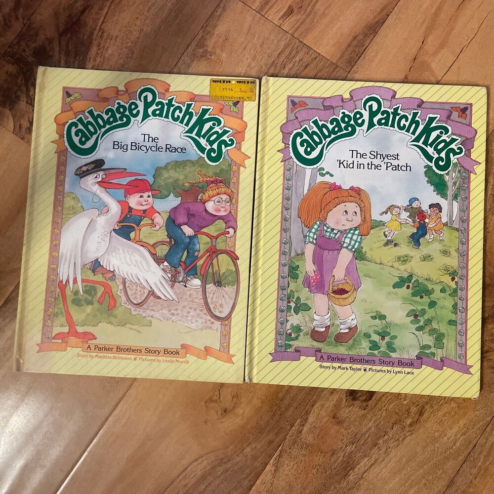 1984 Vintage Cabbage Patch Kids Hardcover Books lot of 2 Bicycle Race Shyest Kid